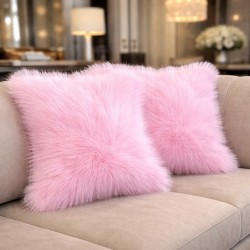 Bubble-gum Faux Fur Cushion | Pink Faux Fur Cushions | Pink Fluffy Cushion