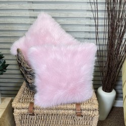 Bubblegum-Kunstfellkissen | Rosa Kunstfellkissen | Rosa Flauschkissen