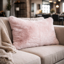 Richmond Pink Rechteckiges Fellkissen | Rechteckige Kunstfellkissen |