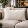 Deluxe Polar Rectangular Cushions | White Rectangular Faux Fur Cushion