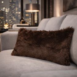 Bison Rechthoekige Faux Fur Kussens | Rechthoekige Bruine Fur Kussens