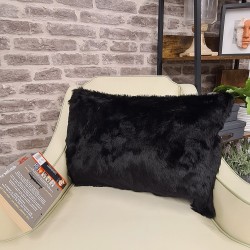 Schwarze Panther rechteckige Fellkissen | Rechteckige schwarze Fellkissen
