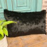 Black Panther Rectangular Fur Cushions | Rectangular Black Fur Pillows