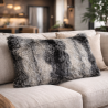 Black Wolf Rectangular Cushions | Striped Rectangular Faux Fur Cushion