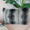 Coussins Rectangulaires Loup Noir | Coussin Rectangulaire en Fausse Fourrure Rayée