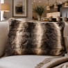Dark Chinchilla Rectangular Faux Fur Cushion | Rectangular Striped Cushion