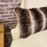 Dark Chinchilla Rectangular Faux Fur Cushion | Rectangular Striped Cushion