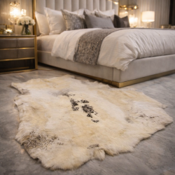 Peau de renne extra large | Tapis en peau de renne | Grand tapis de renne pâle