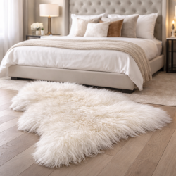 Cremeweißer isländischer Schaffell-Teppich | Luxuriöse, natürliche Schaffell-Teppiche
