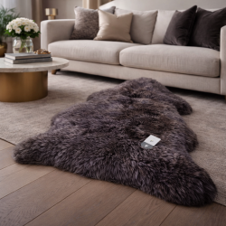 Tapis en peau de mouton marron chocolat | Tapis en peau de mouton pure laine | Tapis en laine marron