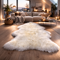 Tapis en peau de mouton naturelle | Tapis en pure laine | Tapis en laine de mouton crème