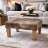 Tabouret Carré en Peau de Vache de Taille Moyenne | Tabouret Carré Beige Mottled