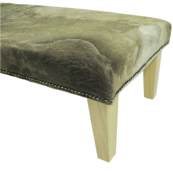 Extra Large Pouf in Pelle di Mucca Beige Scuro | Extra Large Poggiapiedi in Pelle di Mucca