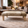 Extra Grote Beige Koeienhuid Voetenbank | Extra Grote Koeienhuid Voetensteun
