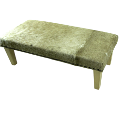 Extra Large Beige Cowhide Footstool | Extra Large Cow Hide Footrest