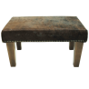 Tabouret en Peau de Vache Brune Bringée | Petit Tabouret en Peau de Vache