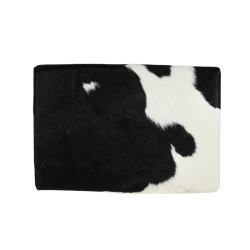 Sgabello piccolo in pelle di mucca bianca e nera | Sgabello piccolo in pelle di mucca