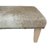 Grand Pouf en Peau de Vache Beige/Crème Tigrée | Véritable Pouf en Peau de Vache