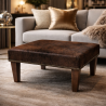 Tabouret en Peau de Vache Brune Tigrée Petite | Petit Tabouret en Peau de Vache