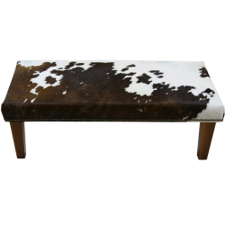 Tabouret en Peau de Vache Extra Large Marron & Blanc | Tabouret en Véritable Peau de Vache
