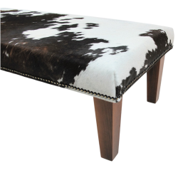 Tabouret en Peau de Vache Extra Large Marron & Blanc | Tabouret en Véritable Peau de Vache