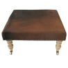 Sgabello poggiapiedi in pelle bovina marrone scuro | Pouf in vera pelle bovina marrone