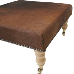 Echter dunkelbrauner Kuhfell-Fußhocker | Echter brauner Kuhfell-Ottomane