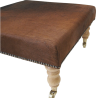 Sgabello poggiapiedi in pelle bovina marrone scuro | Pouf in vera pelle bovina marrone