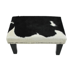 Tabouret en Peau de Vache Noir et Blanc Petit | Petit Tabouret en Peau de Vache