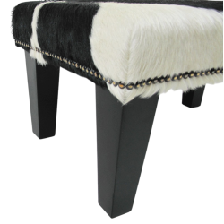 Tabouret en Peau de Vache Noir et Blanc Petit | Petit Tabouret en Peau de Vache