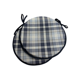 Highland Check Denim Ronde Bistro Stoelkussens | Tartan Ronde Stoelkussens