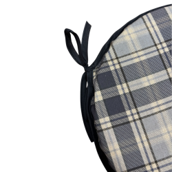 Cuscini per sedie rotondi in denim a quadri Highland | Cuscini rotondi per sedie in tartan