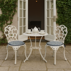Coussins de siège ronds Bistro Snakeshead Denim | Coussins de siège circulaires à motifs