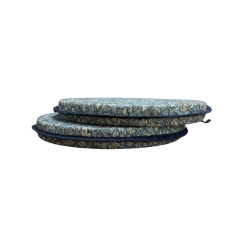 Round Bistro Snakeshead Denim Seat Pads | Patterned Circular Seat Pads
