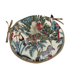 Coussin de Siège Rond Bistro Tapisserie Forêt Tropicale Naturelle | Coussins de Chaise Ronds