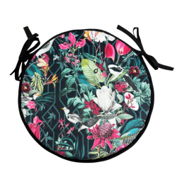 Coussins de siège bistro ronds en velours tropical | Coussins de chaise circulaires en velours