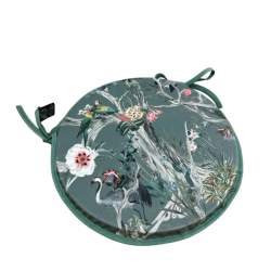 Coussins de siège bistro ronds en velours Chinoiserie | Coussins de chaise ronds en velours