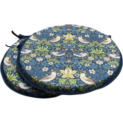 Round Bistro Strawberry Thief Navy Seat Pad | Round Bistro Chair Pads