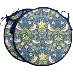 Cuscino per Sedia Bistro Rotondo Strawberry Thief Navy | Cuscini per Sedie Bistro Rotonde