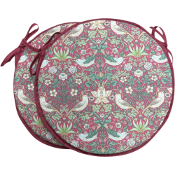 Cuscino per Sedia Bistro Rotondo Strawberry Thief Crimson | Cuscini per Sedia Bistro Rossi