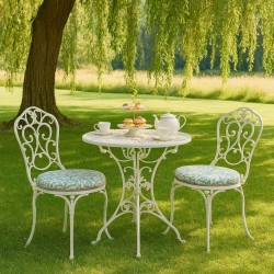Runder Bistro Willow Bough Seaspray Sitzpolster | Rundes gemustertes Sitzpolster