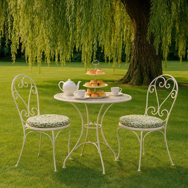 Coussin de Chaise Bistro Rond à Feuilles Vertes | Coussin de Chaise Design Feuilles Rond |