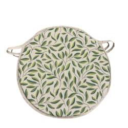 Coussin de Chaise Bistro Rond à Feuilles Vertes | Coussin de Chaise Design Feuilles Rond |