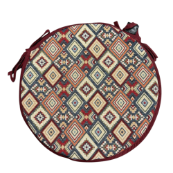 Coussin de Chaise Bistro Rond Tapisserie Aztèque | Coussin de Chaise Bistro Rond Bohème