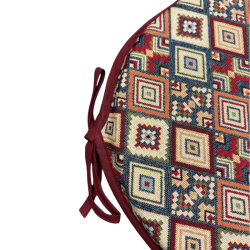 Coussin de Chaise Bistro Rond Tapisserie Aztèque | Coussin de Chaise Bistro Rond Bohème