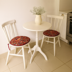 Coussin de Chaise Bistro Rond William Rouge Tapisserie | Coussin de Chaise Bistro Rond Rouge