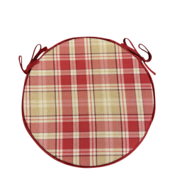 Cuscini per sedie rotondi stile bistrot a quadri Highland rossi | Cuscini rotondi per sedie in tartan rosso