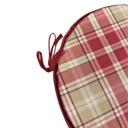 Coussins de siège bistro ronds à carreaux Highland rouges | Coussins de chaise ronds en tartan rouge