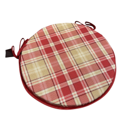 Coussins de siège bistro ronds à carreaux Highland rouges | Coussins de chaise ronds en tartan rouge