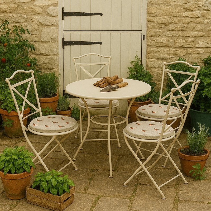 Coussins de siège bistro ronds petits faisans | Coussins de chaise ronds faisans |